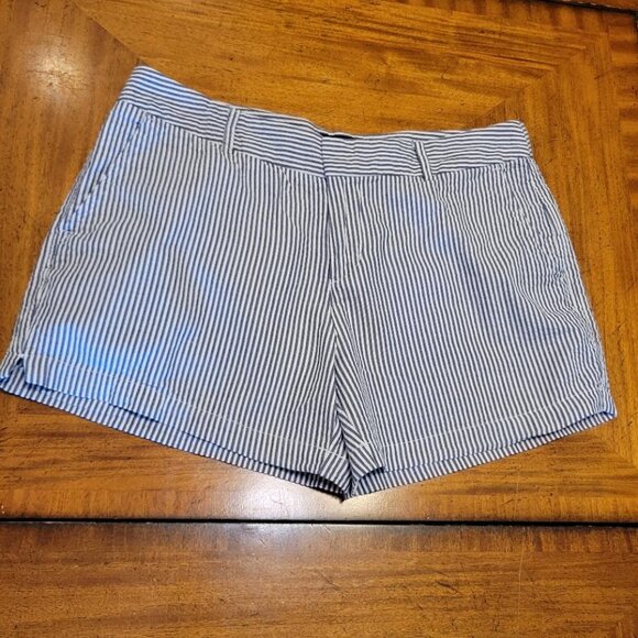 Cynthia Rowley Blue & White Seersucker Shorts - Picture 2 of 9